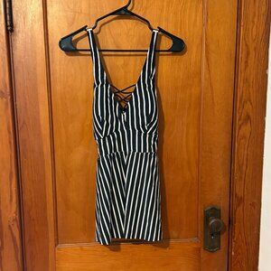 Torrid | Black & White Striped Wire-Free Tankini